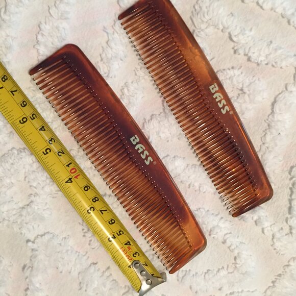 Vtg Bass Tortoise Shell Tone Hair Combs  Salon Barber The Hair Doc 7" Lot of 3 - Picture 7 of 7
